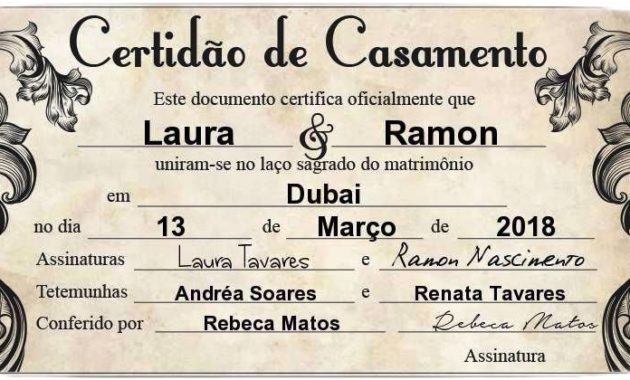 Fazer Certidao De Casamento De Brincadeira 630x380