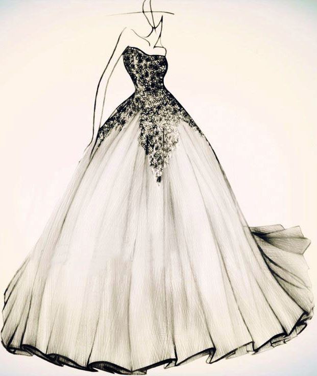 Desenho de Princesa em seu vestido de casamento para colorir