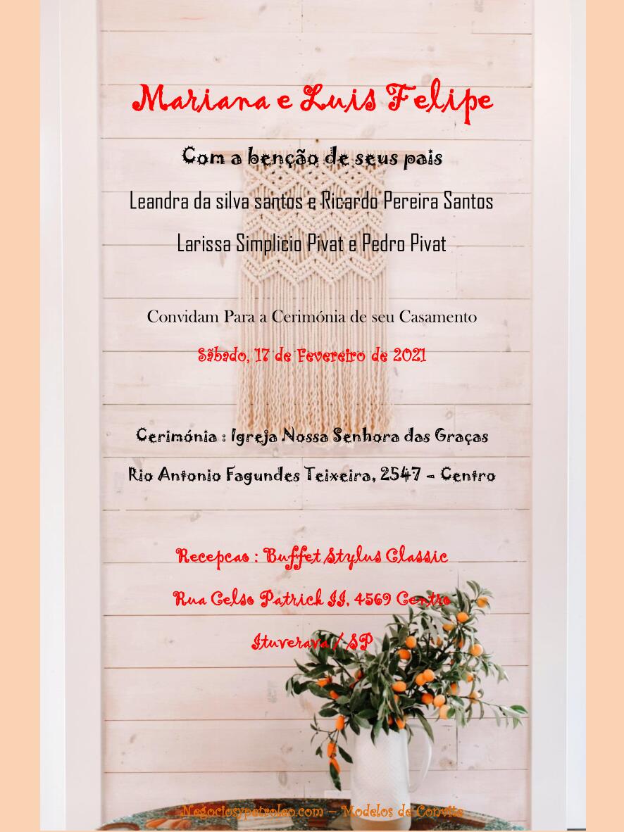 Convite de Casamento Rustico Editavel Word