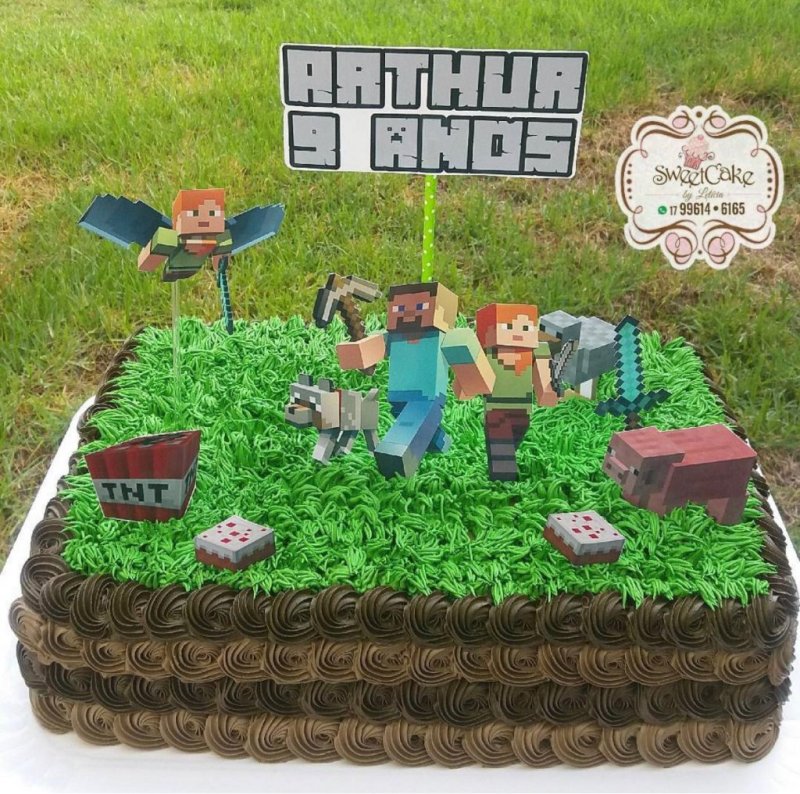 bolo de minecraft quadrado