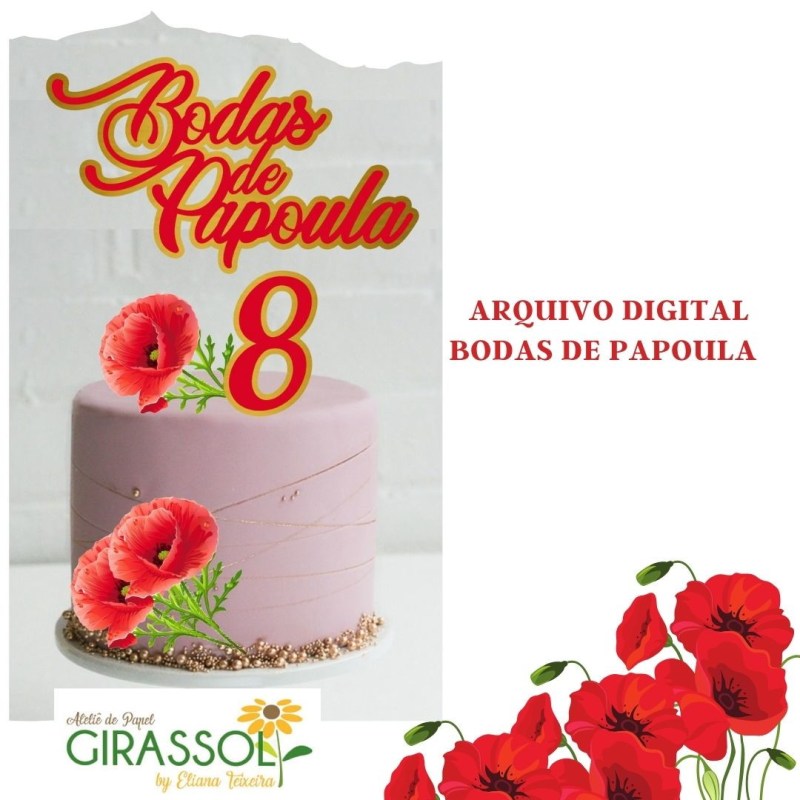 topo de bolo bodas de papoula af28fd0cf